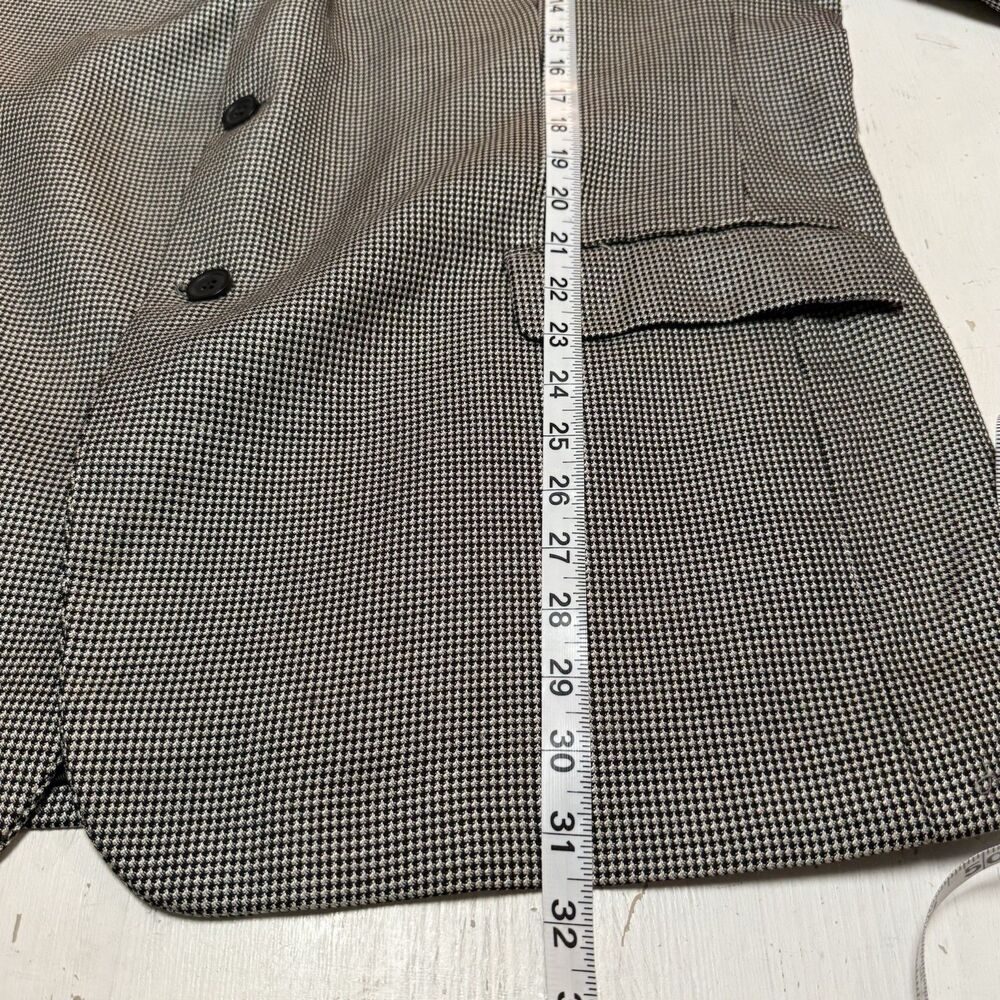 Andrew Fezza 48R Sport Coat Blazer Silk Worsted Wool Gray Houndstooth Jacket - Picture 13 of 16